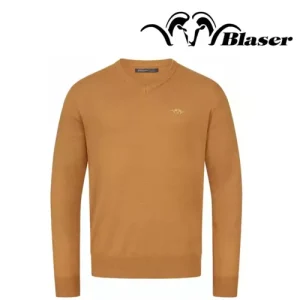 Pull merino col v Blaser Orange