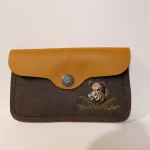 Etui a balles cuir et toile motif sanglier