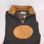 Pull col zippe chocolat motif becasse Lovergreen