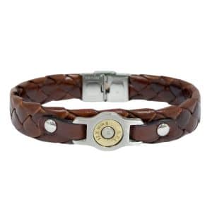 Bracelet acier et cuir tressé plat BANG BANG
